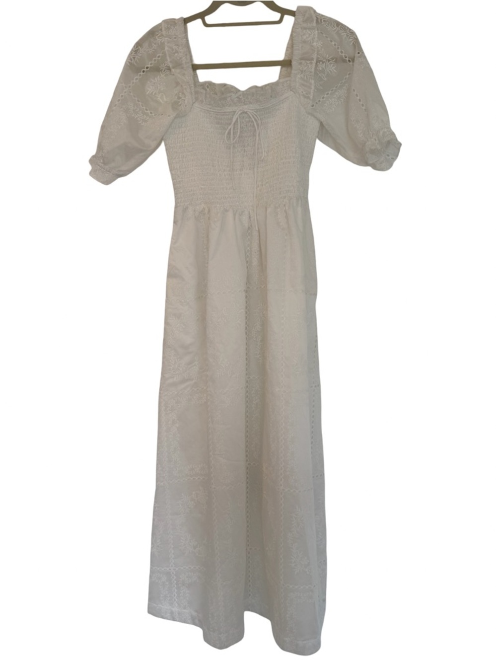 Caroline Constas White Organza Patchwork Smocked Dress - Picture 4 of 14